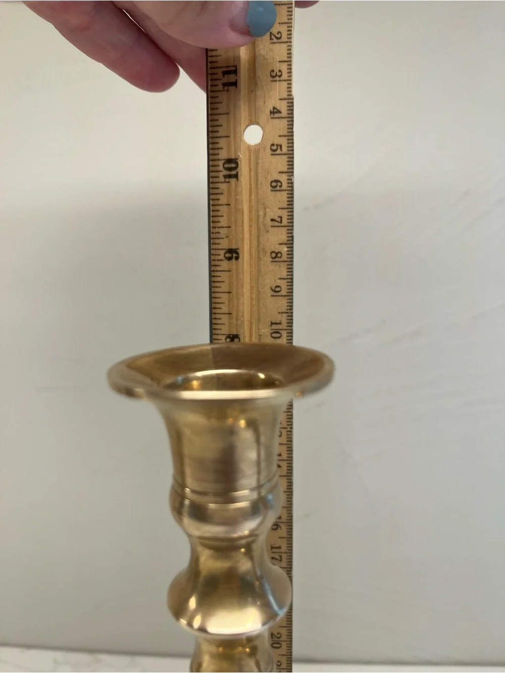 Vintage Solid Brass Turned Candlestick Pair - Polished Gold Tone